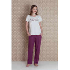 Женская хлопковая пижама с брюками 17306-eggplant "Pingua Plus Size Pants", Hays